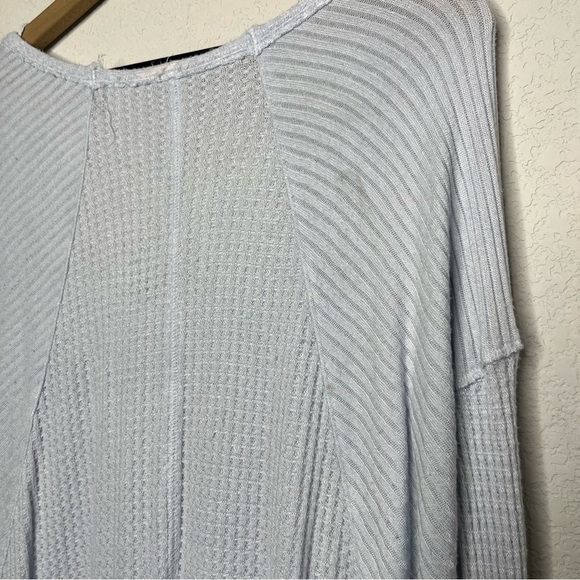 Free People Women‎ Waffle Knit Top Light Blue Small Long Sleeve Tunic Ventura - Picture 8 of 12